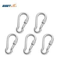 （ At）5ชิ้น M8x80mm มัลติฟังก์ชั่ SS304 SpringCarabiner ล็อคลิงค์ด่วน Ringsnap กุญแจมือโซ่ตะขอยึด