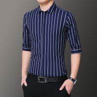 เสื้อเชิ้ตลายทาง Summer men striped shirt sleeves han edition leisure trend of thin section short-sleeved cotton 100 young professional business attire