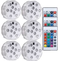 10 Leds Without Suction Cup RGB IP68 Waterproof Submersible LED Lights Underwater Night Lamp Vase Bowl Party Wedding Decorations Night Lights