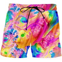 CJLM Fashion Man Shorts 3D Pattern Oil Painting Funny Streetwear Mens/women Sport Shorts Brown Colorful Oversized Dropship 5XL