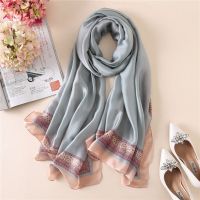 ✎ Spring Scarf Womens Luxury Design Scarf Silk Smooth Scarf Soft Muslim Headband Shawl Beach 85x180cm