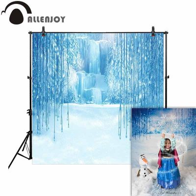 【Worth-Buy】 Allenjoy ถ่ายภาพฉากหลังแช่แข็งเมืองมหัศจรรย์ในฤดูหนาวเทพนิยายหิมะ Photoboothphotocall พื้นหลังน้ำตก