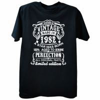 Vintage 1982 Aged To Perfection T Shirts Graphic Cotton Streetwear Short Sleeve Original Parts Retro Birthday Gift T-Shirt