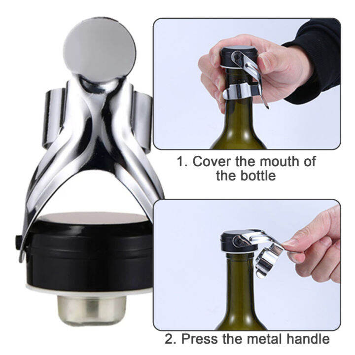 Stainless Steel Champagne Stopper Bottle Sealer with Built-In Pressure ...