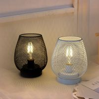 Iron Art Table Lamp Creative Wire Birdcage Shape Battery Powered Bedside Night Light For indoor Home Bedroom Decor lighting gift Night Lights