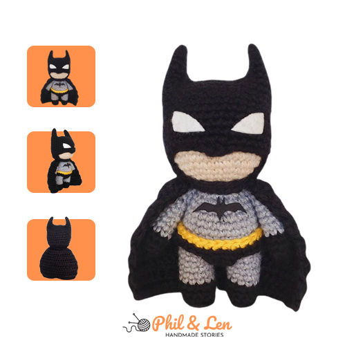 FREESHIP+HANDMADE] Búp bê nhồi bông bằng len Người nhện Batman móc tay 100%  bằng len cao cấp, mềm mại, an toàn, quà tặng cho bé, trang trí balo, góc  học tập |