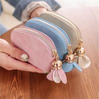☌✢✘ Tassel Fashion Ladies PU Leather Mini Wallet Card Key Holder Zip Coin Purse Floral Pendant Clutch Bag Small Handbag Money Case