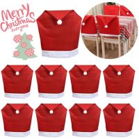 【CHANG】COD 1/2/4/6/8PCS ผ้าคลุมเก้าอี้คริสต์มาส ตกแต่งเก้าอี้ Santa Hat Chair Covers ผ้าคลุมหลังเก้าอี้หมวกซานตาคลอสสีแดง