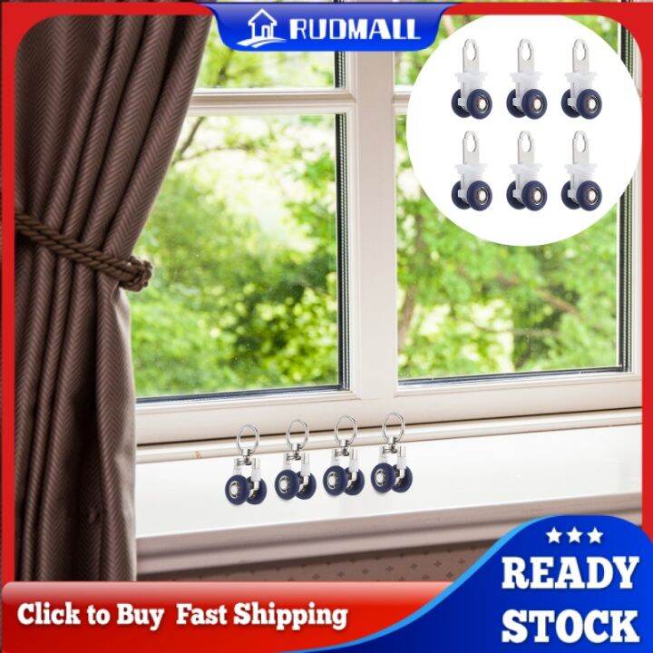 RUDMALL 6pcs Curtain Track Rollers Curtain Rail Ceiling Gliders Drapery