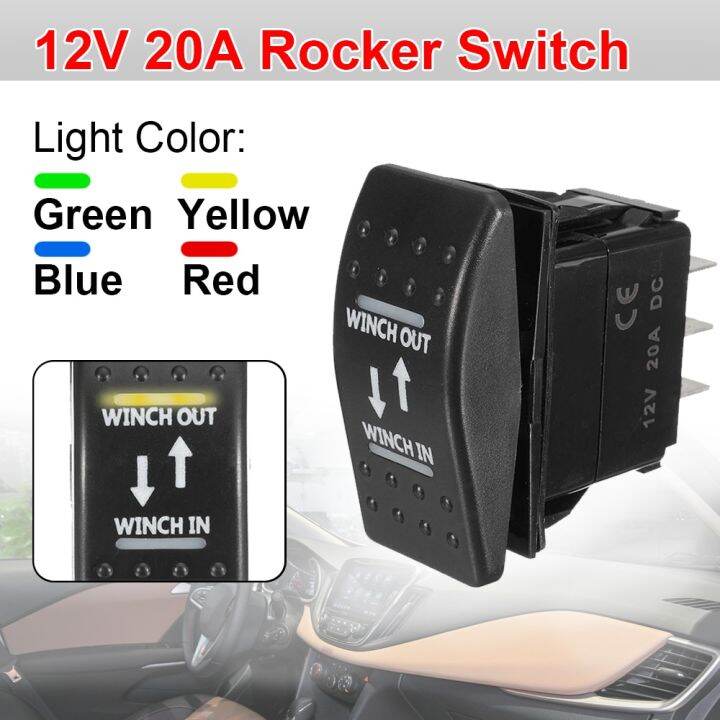 Universal 7Pin 12V 20A Winch In Winch Out (ON)OFF(ON) Rocker Switch