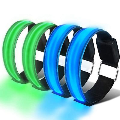 4Pcs LED Armband, Rechargeable LED Armband Reflective Running Gear for Outdoor Activities and Exercise, Running, Walking