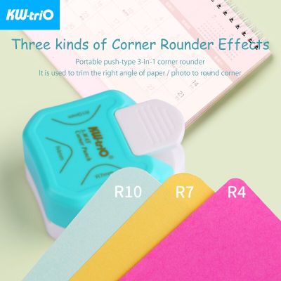 KW-triO 3-in-1 Corner Rounder Mini Corner Trimmer Punch R4/R7/R10mm Round Corner DIY Paper Card Photo Planner Cutting Supplies