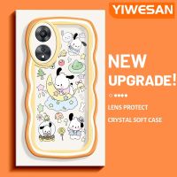 YIWESAN เคสสำหรับ OPPO A58 5G A58X 5G A78 5G เคสลายการ์ตูนน่ารัก Pochacco แฟชั่นขอบครีมเคสซิลิโคนกันกระแทกใสโทรศัพท์กรอบเคสนิ่มโปร่งใสป้องกันเลนส์กล้องที่สร้างสรรค์