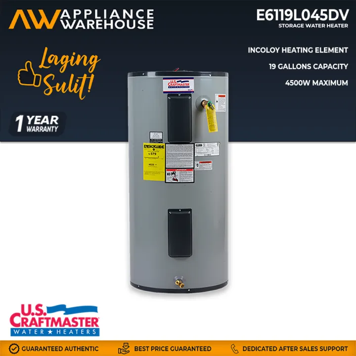 US Craftmaster 19 Gallons Storage Water Heater (Grey) Dual Heating