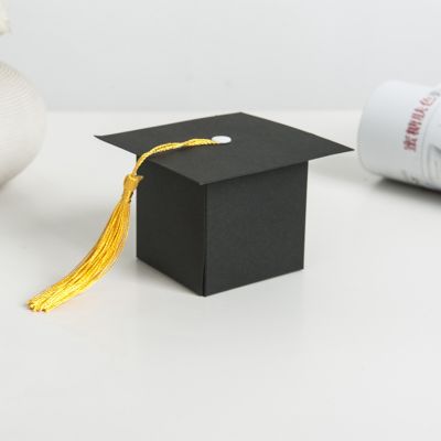 25Pcs DIY Paper Graduation Cap Shaped Gift Box Sugar Chocolate Box for Graduation Party Favor Cap Bachelor Hat Wedding Candy Box Gift