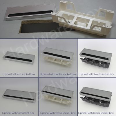 aluminum wire access box desk top cable hole flip cover dust brush plastic tray socket box office table wire grommet 310x115mm