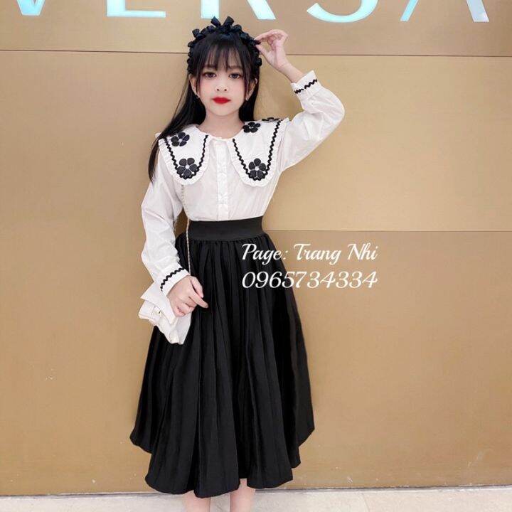 Set áo nơ kém chân váy dài dễ thương cho bé gái BGB122828  Bé Xinh Shop