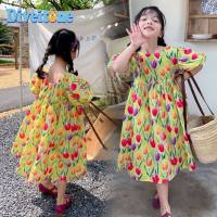 Childrens Flower Dress Summer Girls Bubble Sleeve Princess Dress Children Shirt