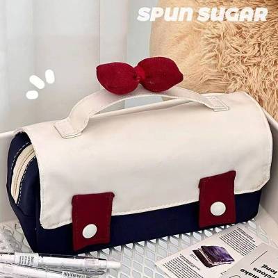 Cartoon cute bow Snow White large capacity portable pencil case portable stationery bag personality