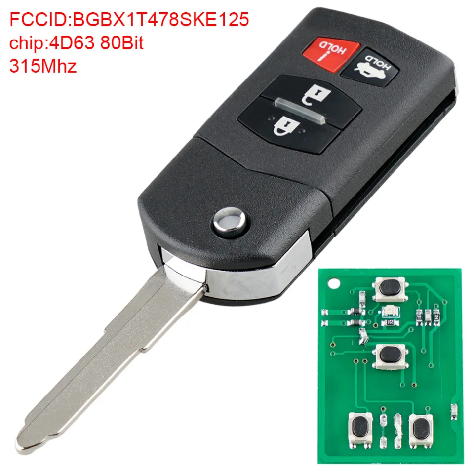 2 Button Remote Flip Key Shell Uncut Blade Car Key Case Fob for Mazda 3 5 6  RX8