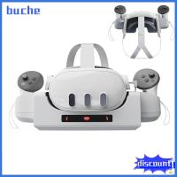 BUCHE เอบีเอสเอบีเอส แท่นชาร์จแท่นชาร์จ กันลื่น แอลอีดี รองรับแท่นชาร์จ VR ของใหม่ ติดผนังแบบติดผนัง ฐานสถานีชาร์จ VR สำหรับ Meta Quest 3