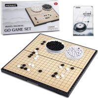 Magnetic Go Game Set (19 x 19), Travel Foldable Board Game Set with Magnetic Plastic Stones for Beginner, Kids, Adults