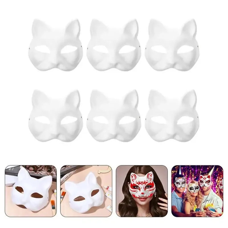 5 Pcs Therian Mask Cat Face Masquerade Halloween Masks Adults Blank