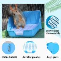 Rabbit Litter Box Potty Training Corner Pan with Grate for Adult Guinea Pigs Ferrets Rats Pet Toilet Tray Bedpan