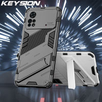 KEYSION เคสเกราะกันกระแทกแฟชั่น,สำหรับ Xiaomi POCO X4 Pro 5G ซิลิโคน + ขาตั้ง PC ฝาหลังโทรศัพท์สำหรับ POCO M4 Pro 5G