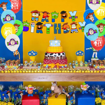 32ชิ้น Buzz Lightyear ธีมลูกโป่งการ์ตูนนิทานบอลลูนน้ำยางสุขสันต์วันเกิดแบนเนอร์พรรคตกแต่งเค้ก T Opper เด็กเด็กฮีโร่ของเล่น