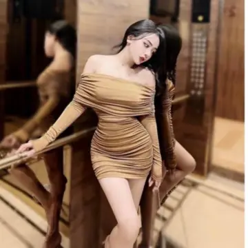 Váy dạ hội nhung tay dài sang trọng xẻ đùi cao siêu sexy - D413 -  AloraShop21