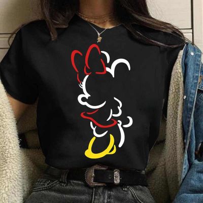 ผู้หญิง T เสื้อ Minnie Mickey Mouse พิมพ์เสื้อยืดผู้หญิงเสื้อผ้าใหม่ Kawaii ดิสนีย์พิมพ์ T เสื้อแฟชั่นแขนสั้นเสื้อยืด