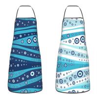 Turkish Evil Eye Wave Apron for Women Men Unisex Bib Nazar Amulet Kitchen Cooking Tablier Cuisine Chef Painting