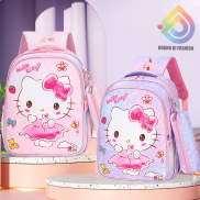 Ba Lô Hello Kitty 2 Ngăn Dễ Thương Cho Bé Gái Đi Học, Cặp Mẫu Giáo