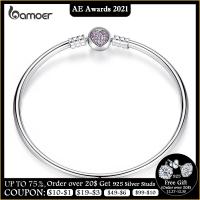 BAMOER Authentic 100 925 Sterling Silver Snake Chain Heart Bangle &amp; Bracelet Luxury Jewelry PAS904