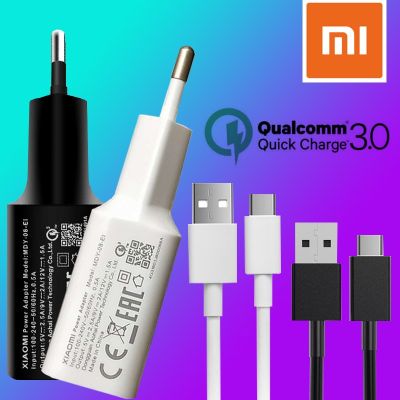 Xiaomi Fast Charger Original QC 3.0 Quick Charge 18W Power Adapter For Mi 8 A1 A2 Poco F2 F1 Redmi Note 8 9 Genuine Usb C Cable Docks hargers Docks Ch