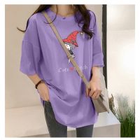 Japan Station MURAH Women summer Clothes butterfly ins purple short sleeve baju oversized T shirt printing tide pure cotton large size Tops perempuan 宽松T恤长袖上衣女韓版百搭 衣服