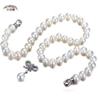 YKNRBPH Womens S925 Sterling Silver Natural Pearl Necklace Classic Weddings Jewelry Chains