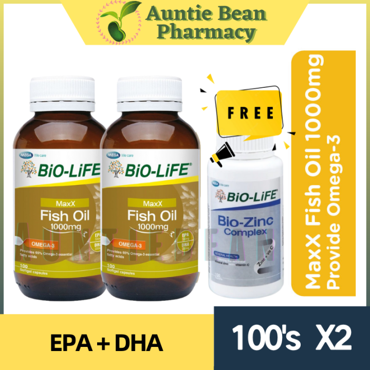 BIO-LIFE MAXX FISH OIL 1000MG 100 softgel X 2 bottle exp:10/2023 [ bio ...