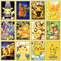 ญี่ปุ่นอะนิเมะอุปกรณ์ต่อพ่วง Pikachu บทบาทโปสเตอร์สำหรับผนังศิลปะผ้าใบจิตรกรรม Kawaii รูปภาพเด็กห้องนอนตกแต่งของขวัญ