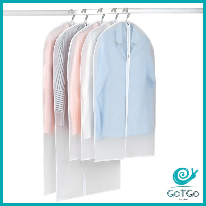 gotgo-ถุงใส่เสื้อผ้า-ถุงเสื้อผ้า-ถุงคลุมเสื้อผ้า-ถุงคลุมเสื้อ-สีขาวขุ่น-สำหรับกันฝุ่นเกาะเสื้อผ้า-cloth-protect-cover-มีสินค้าพร้อมส่ง