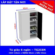 Tủ giày 2 cánh 6 tầng TG6Nchất liệu nhựa Đài Loan cao cấp 2 lớp