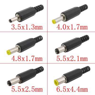 10Pcs DC Power Male Plug Adapter 3.5x1.3mm 4.0x1.7mm 4.8x1.7mm 5.5x2.1mm 5.5x2.5mm 6.5x4.4mm Plugs Jack Soldering Wire Connector  Wires Leads Adapters