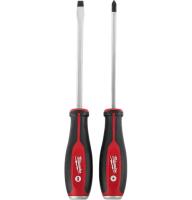 Milwaukee 48-22-2702 2 Piece Demolition Slotted and Phillips Head Screwdriver Set W/Steel Endcaps