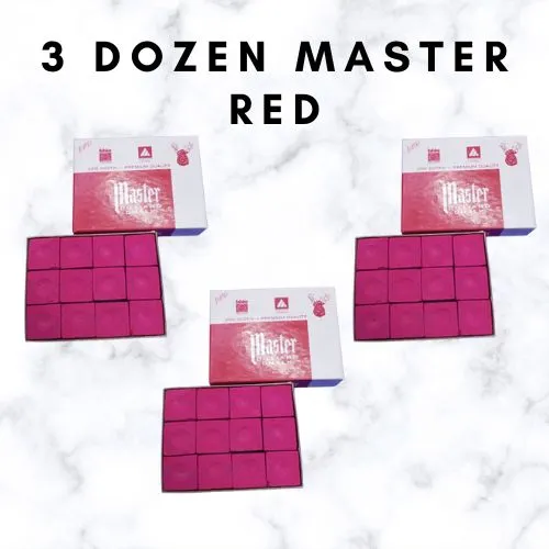 3 DOZEN. MASTER RED BILLIARD CHALK/BILLIARD ACCESSORIES/TISA NG