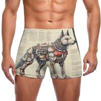 Dog Swimming Trunks Robot Blueprints Pencil Line Pool Custom Swim Shorts Quick Dry Push Up Men Swimsuit Swimwear