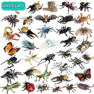 ZZOOI Simulation Insect Bee Spider Butterfly Snail Ant Action Figures Collection Miniature Cognition Educational Toy for Children Gift