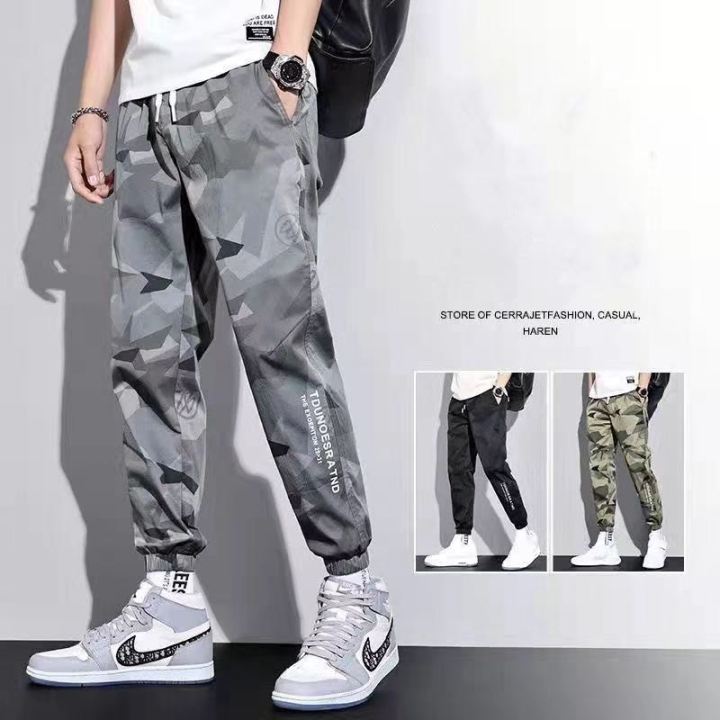 ALVIN# Korean camouflage Pants Men Jogging Pants Loose Legged Casual ...