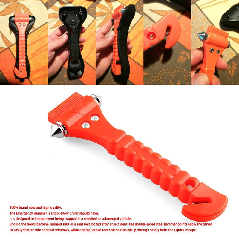 Lifehammer Automotive Safety Hammer, Vehicle Emergency Escape and Rescue  Tool with Seatbelt Cutter, Orange 