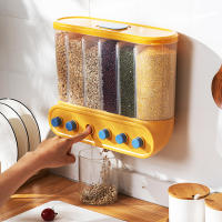 Kitchen Classification Grain Wall-mounted Coarse Grains Tank Sealed Tank Transparent Division Storage Box Storage Storage Tank